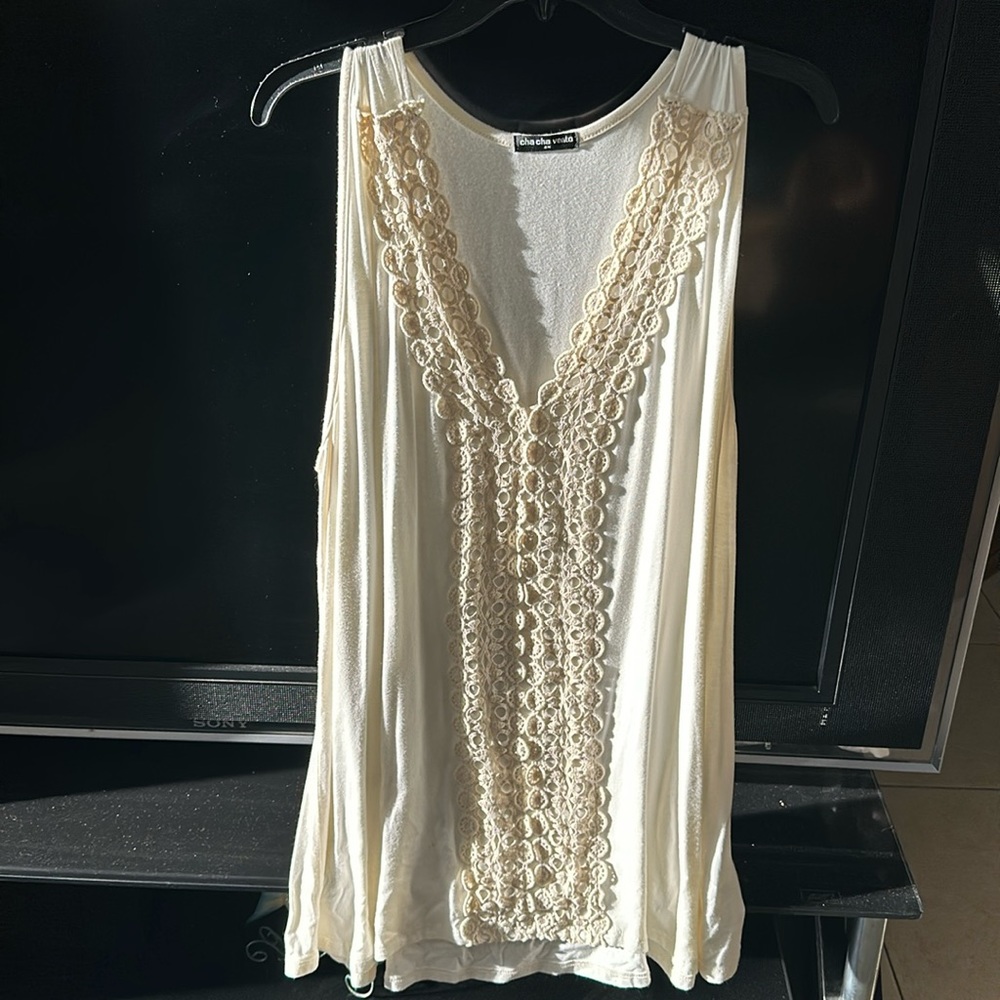 Ivory color crochet tank.